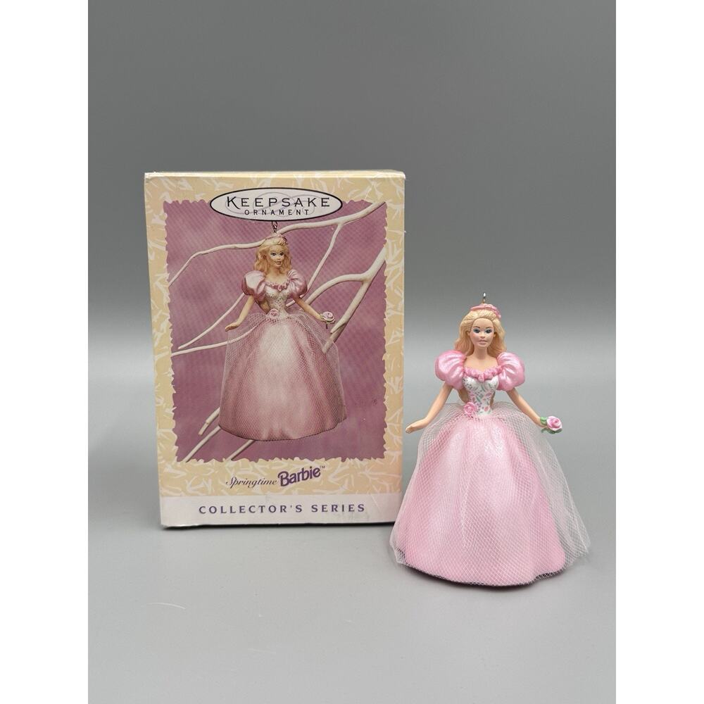 1996 Springtime Barbie Doll Hallmark Ornament Pink Dress Easter Collection
